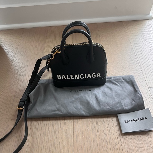 Balenciaga Handbags - Ville XXS Logo Pebbled Leather Top-Handle Bag